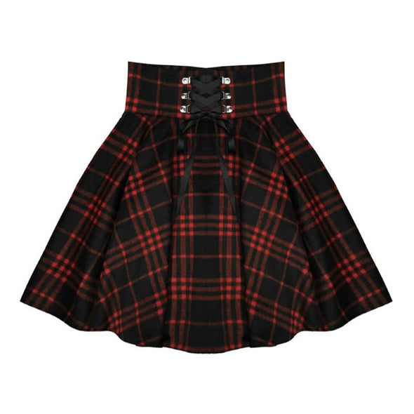 Lace Plaid High Waist Mini Skirt