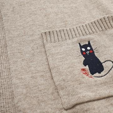 Cat And Mouse Embroidery Cardigan Sweater